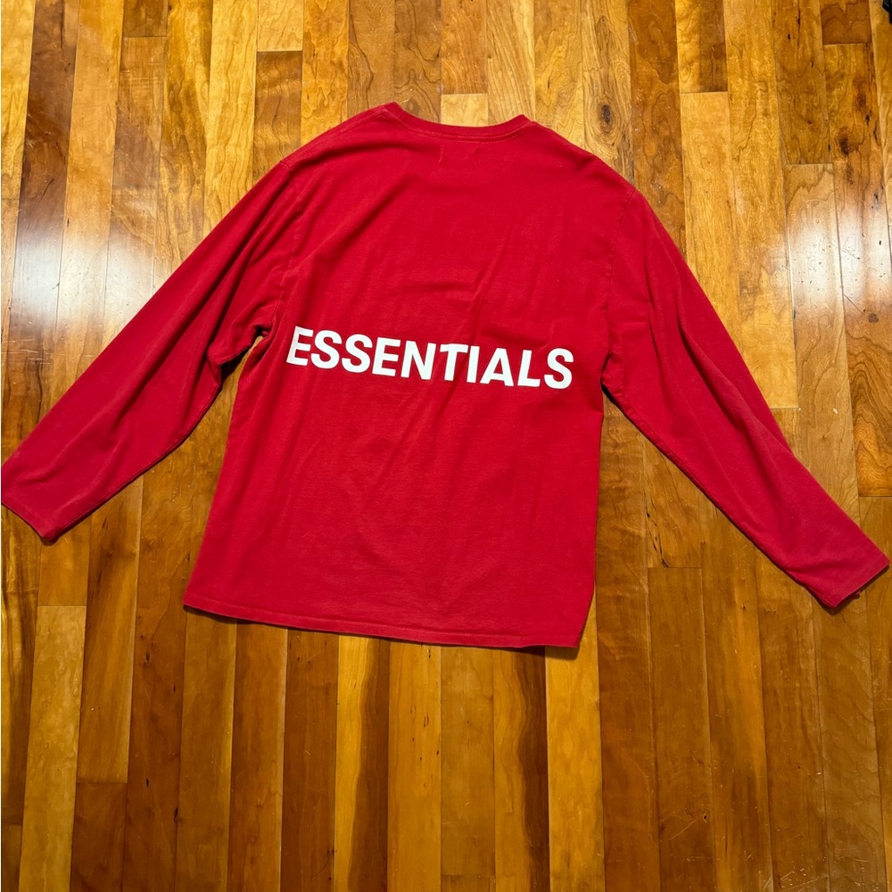 Large essentials FOG Jerry Lorenzo fear of god long sleeve red oversized shirt